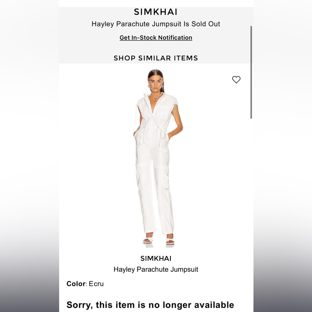 Jonathon Simkai - Sold Out - Very Rare - Hayley Parachute Jumpsuit